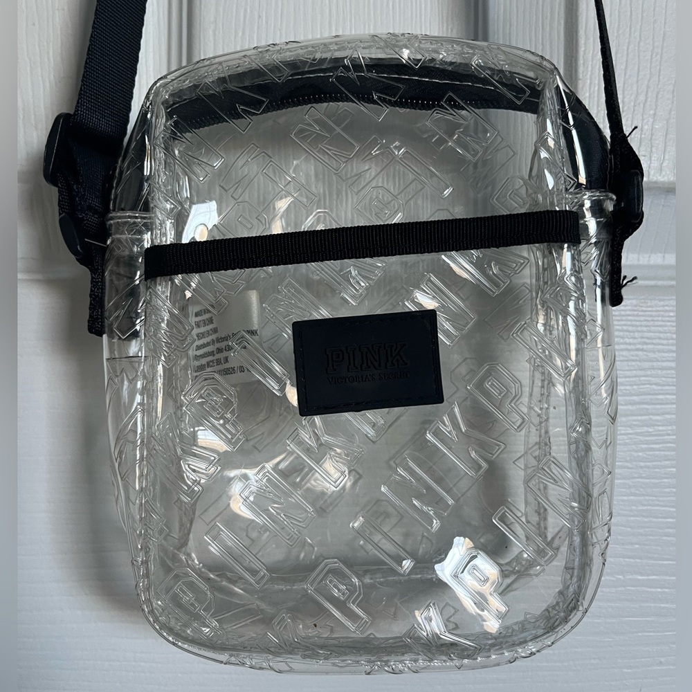 Pink Victoria Secret Clear Crossbody Bag with Black Strap - Picture 2 of 3